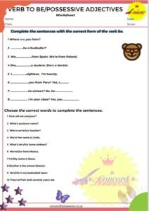 Verb to be, possessive adjectives grammar worksheets_Best English worksheets