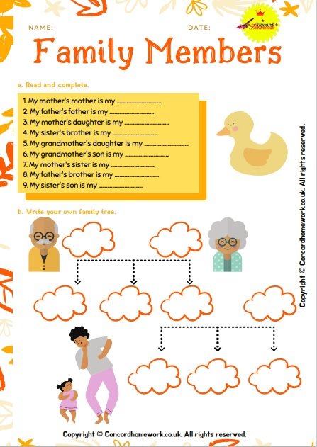 Family Members ESL EFL Worksheet Beginner Downloadable PDF