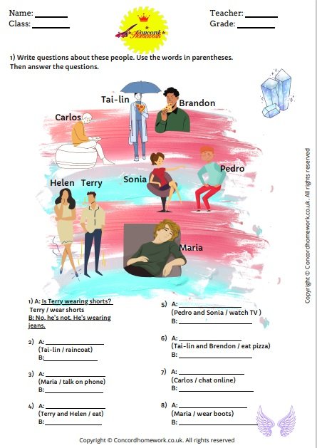 Present continuous tense free downloadable ESL worksheet