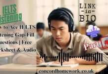 How to Ace the IELTS Listening Gap-Fill Questions (With Free Worksheet and Audio!) A student sitting for IELTS listening examination.