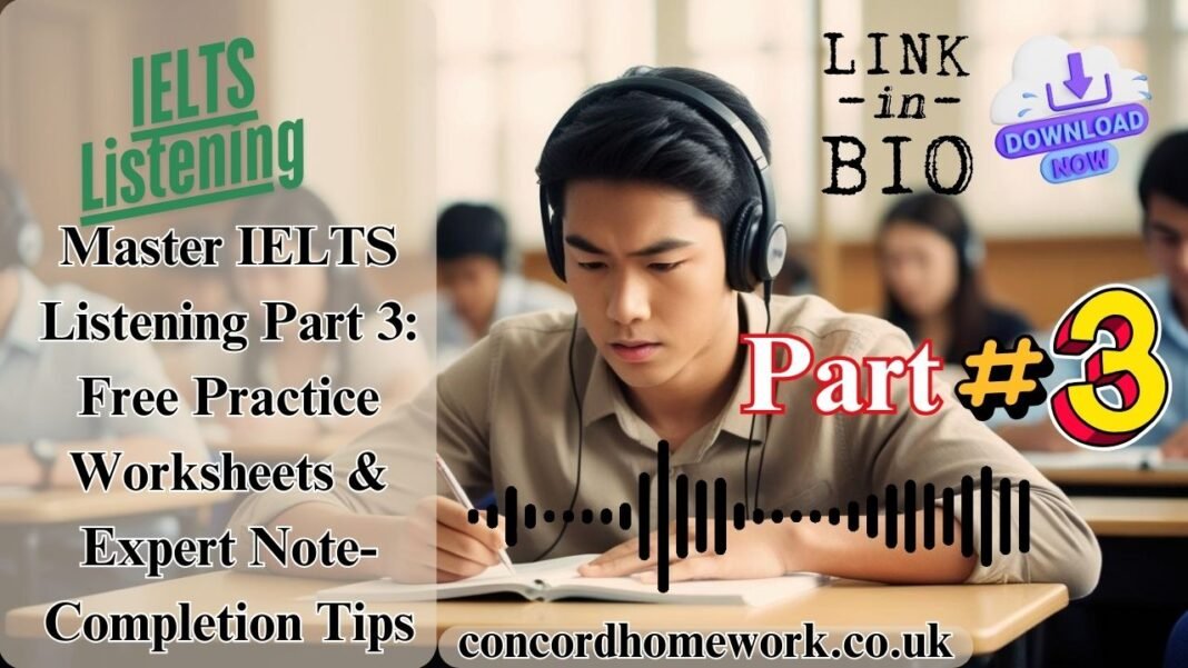 IELTS Listening Part 3 Practice Worksheet with Answer Key